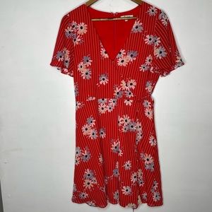 Madewell Red Floral and pin striped sundress
